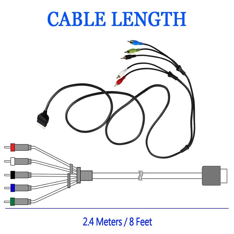 Ciuouient Component HD AV Cable, Composite AV Audio Video Cable Compatible with Microsoft OG Xbox HD Component Cable with Analog Audio (8FT), Black - Image 3